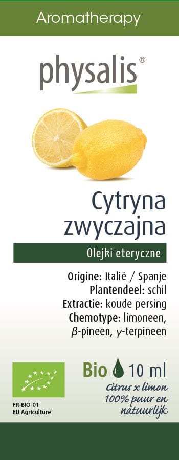 Produkt PHYSALIS (olejki eteryczne, suplementy) OLEJEK ETERYCZNY CYTRYNA ZWYCZAJNA BIO 10 ml - PHYSALIS 5412360018451