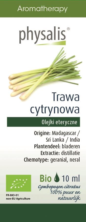 Produkt PHYSALIS (olejki eteryczne, suplementy) OLEJEK ETERYCZNY TRAWA CYTRYNOWA BIO 10 ml - PHYSALIS 5412360018901