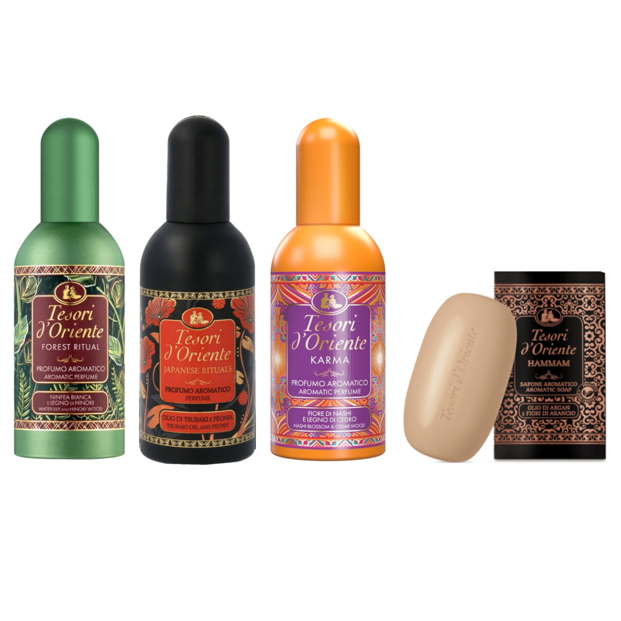 Produkt TESORI D'ORIENTE Perfumy i Woda Toaletowa Woda toaletowa TESORI D'ORIENTE Mix 3x 100 ml + Mydło Gratis Z00992