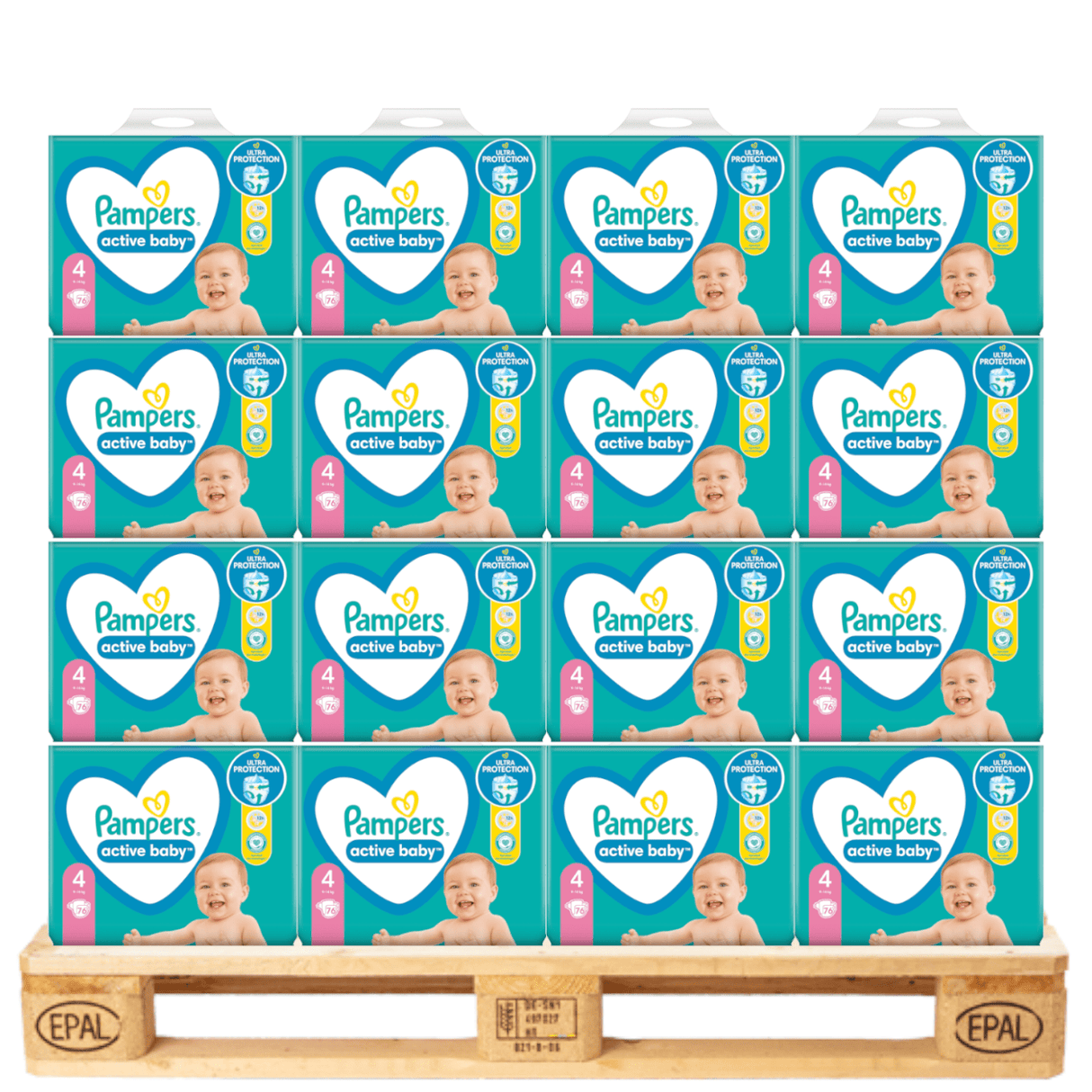 Produkt PAMPERS Pieluchy Pieluchy PAMPERS Active Baby roz 4 (9-14kg) 76 szt Paleta 72 opakowania K_021879 _72