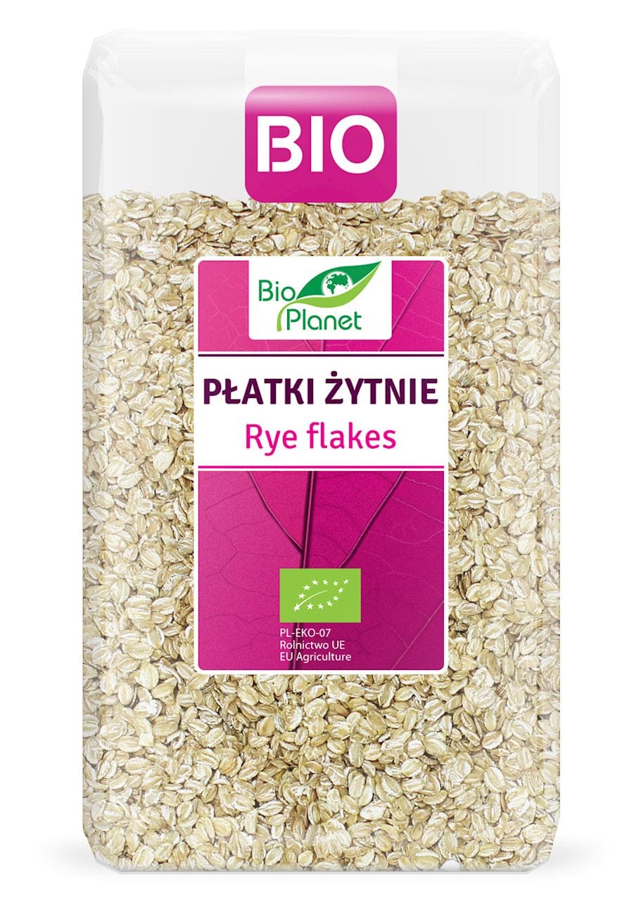 Produkt BIO PLANET - seria RÓŻOWA (płatki, otręby, musli) PŁATKI ŻYTNIE BIO 600 g - BIO PLANET 5902175863082