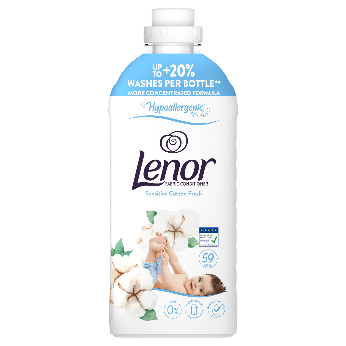 Produkt LENOR Płyny do płukania Płyn do płukania tkanin LENOR Sensitive Hipoalergiczny 59 prań 1,239l 004412