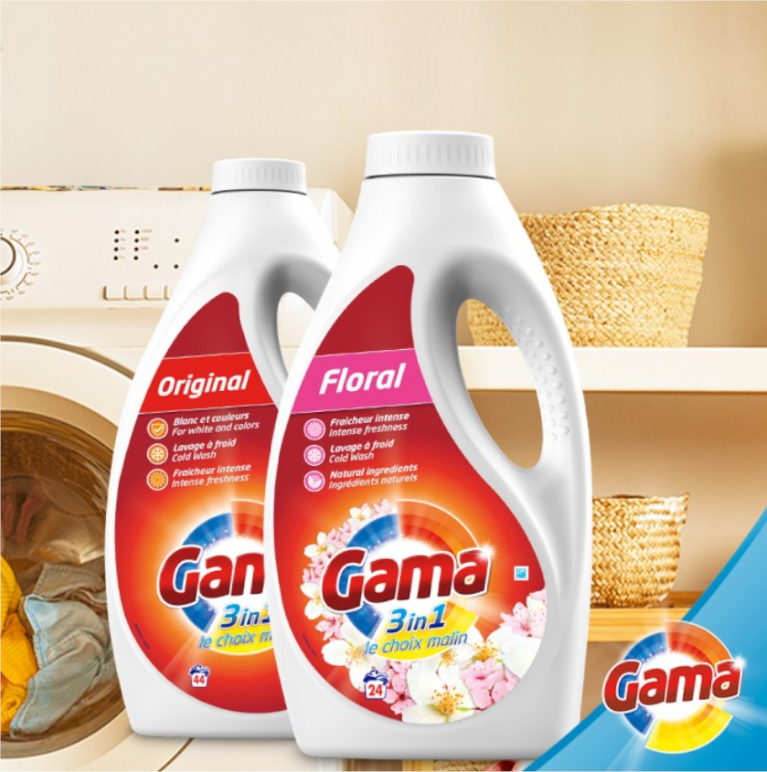 Produkt GAMA Płyny i żele do prania Skoncentrowany żel do prania GAMA uniwersalny Mix Original Citrus 44 prania 2x 1,98l Z00965