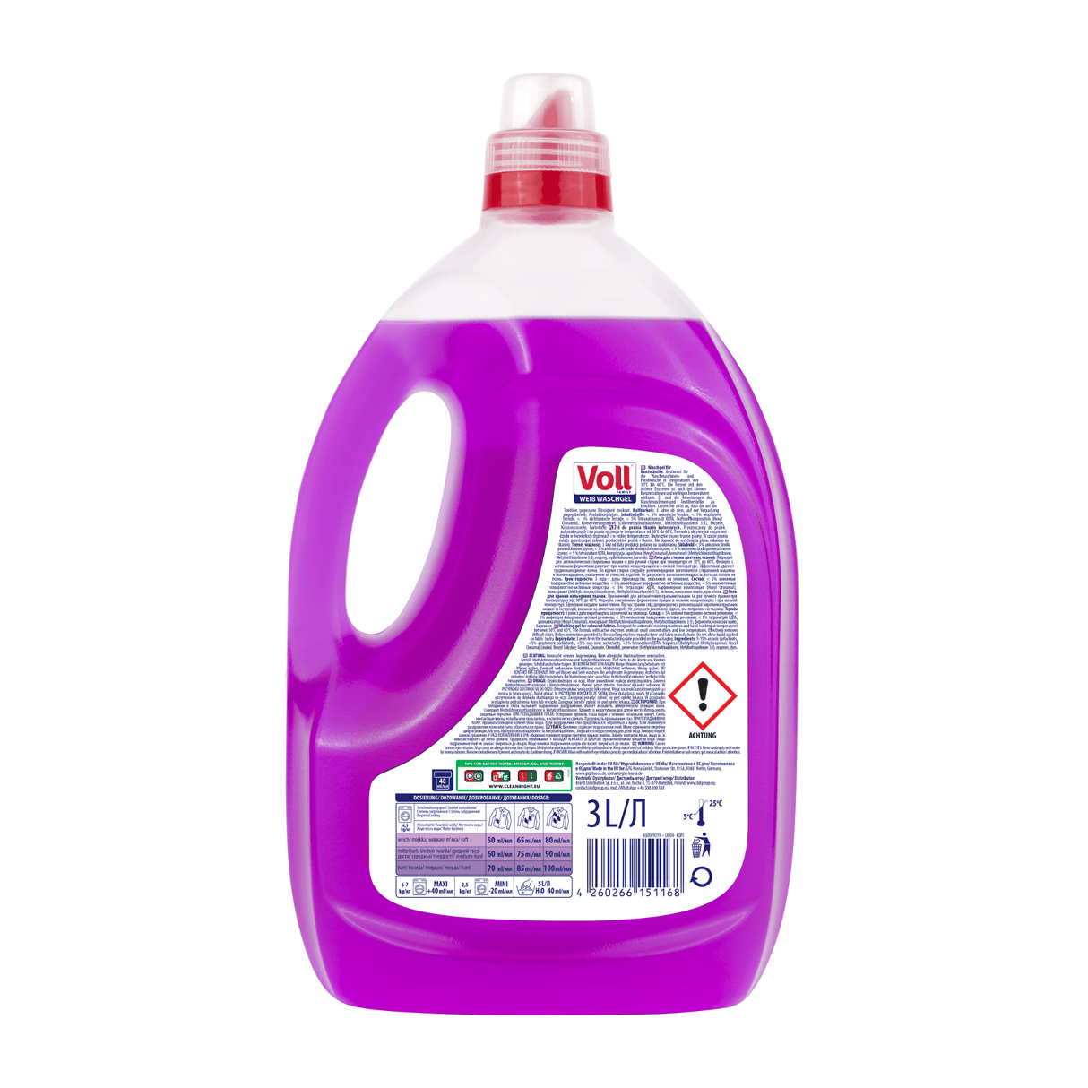 Produkt VOLL Płyny i żele do prania Żel do prania kolorowych niemiecki DE VOLL Color 40 prań 3 l Paleta 160 opakowań K_037616_160