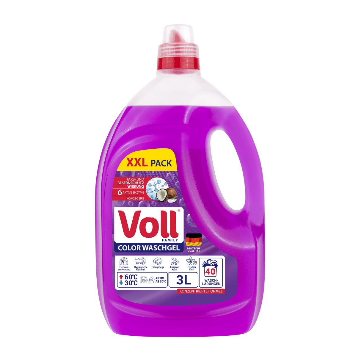 Produkt VOLL Płyny i żele do prania Żel do prania kolorowych niemiecki DE VOLL Color 40 prań 3 l Paleta 160 opakowań K_037616_160