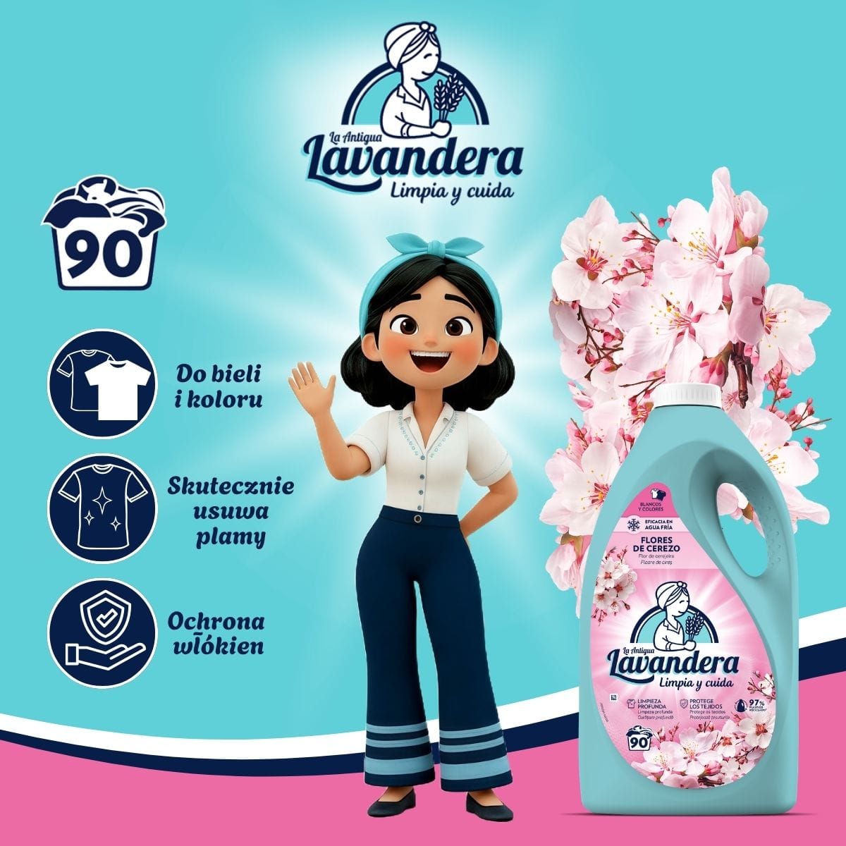 Produkt LAVANDERA Płyny i żele do prania Żel do prania LAVANDERA Flores de Cerezo Kwiat Wiśni uniwersalny płyn 4,5L 052708