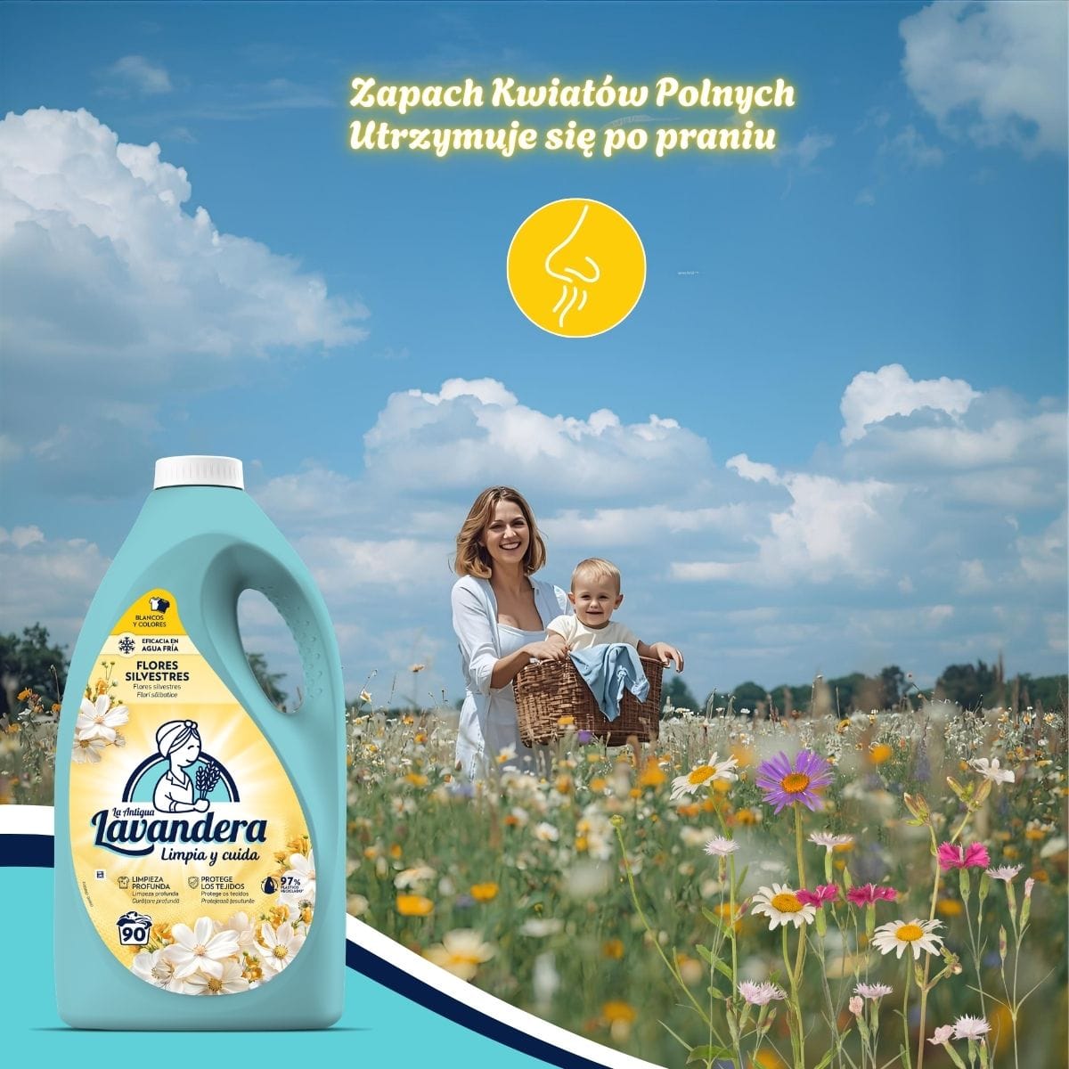 Produkt LAVANDERA Płyny i żele do prania Żel do prania LAVANDERA Flores Silvestres Dzikie kwiaty uniwersalny płyn na 50 prań 2,5L 052705