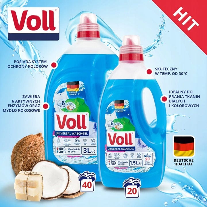 Produkt VOLL Płyny i żele do prania Żel do prania VOLL Universal 40 prań 3 l Paleta 160 sztuk K_037617_160