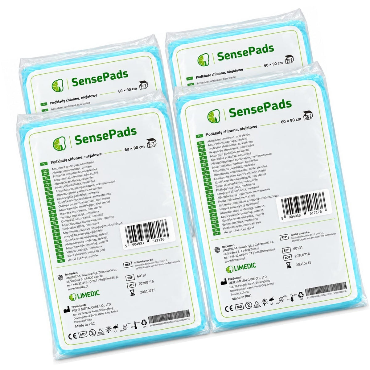 Produkt LIMEDIC Podkłady higieniczne Podkłady chłonne niejałowe LIMEDIC SensePads 60x60cm 4x 25szt K_006381_4