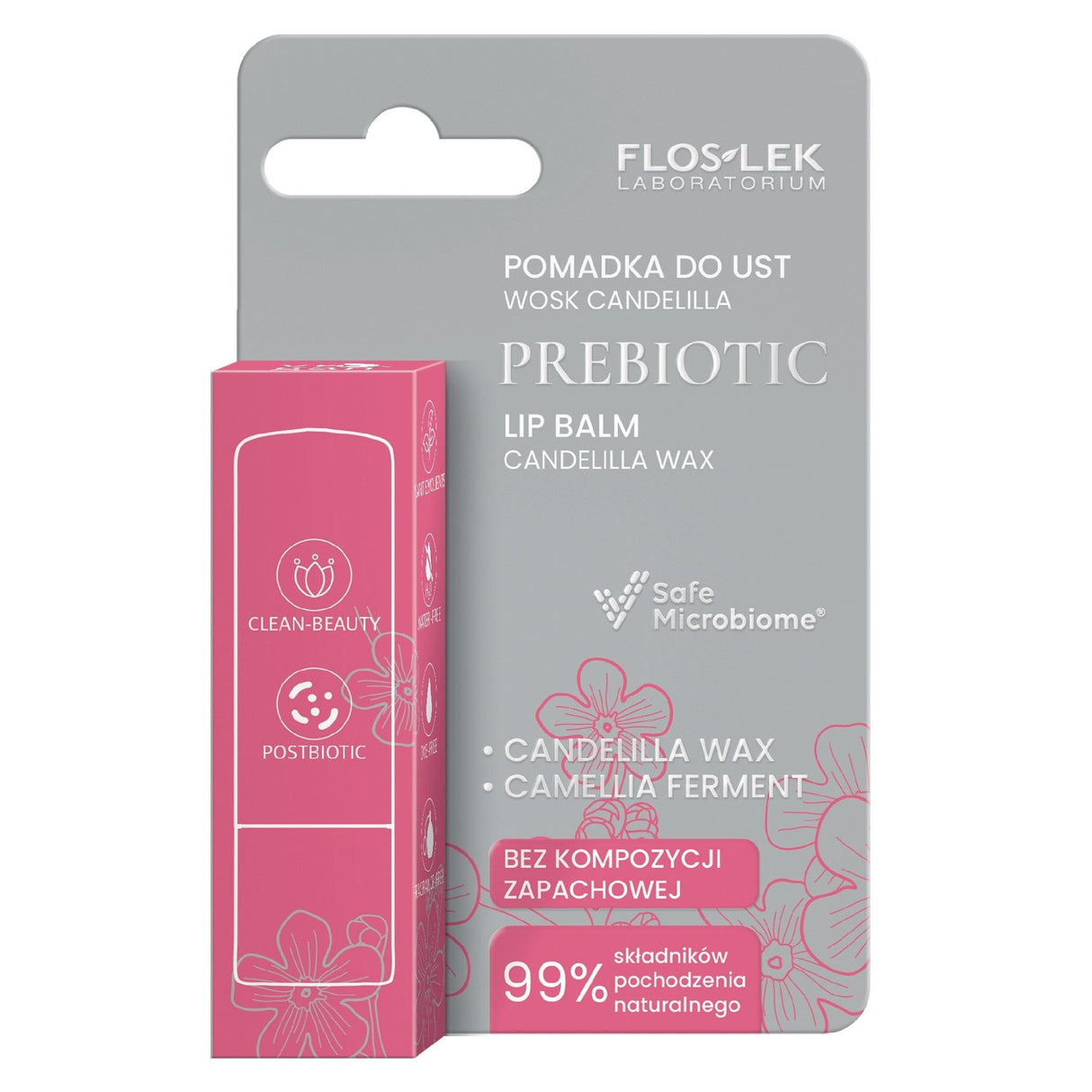 Produkt FLOSLEK Pomadki Pomadka do ust prebiotyczna FLOSLEK Wosk candelilla bezzapachowa 4g 002155