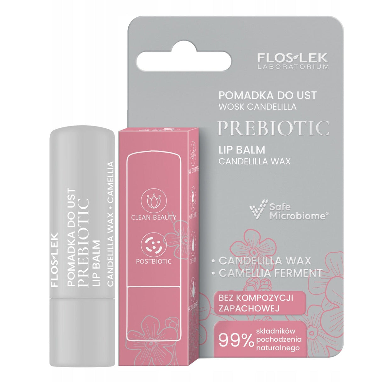 Produkt FLOSLEK Pomadki Pomadka do ust prebiotyczna FLOSLEK Wosk candelilla bezzapachowa 4g 002155