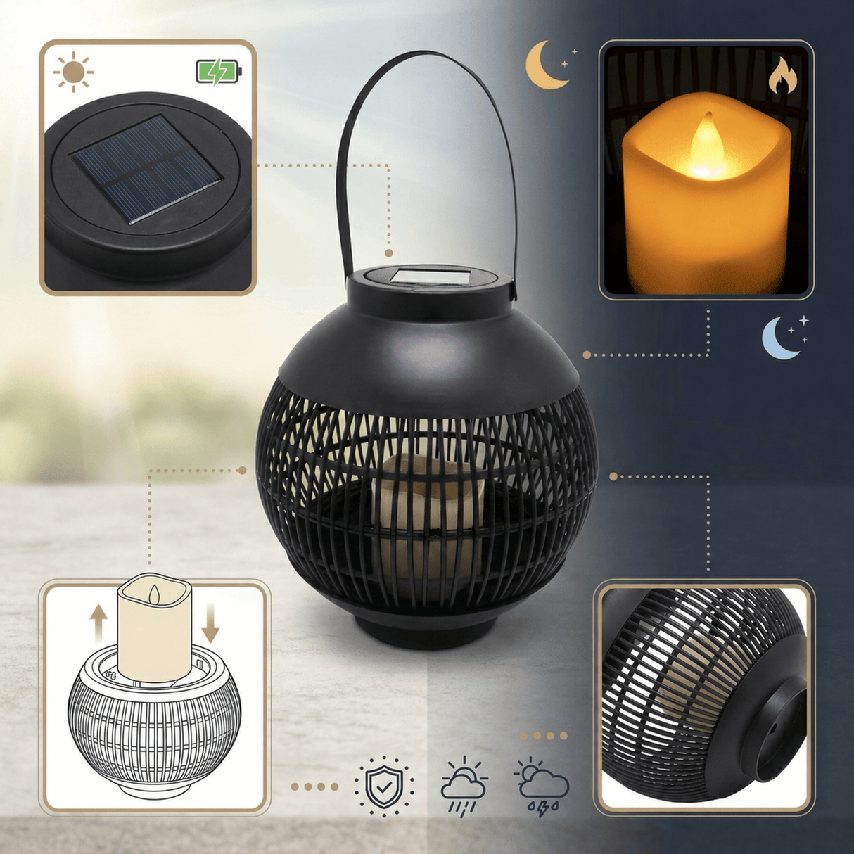 Produkt VOLTENO Pozostałe do domu Lampa Solarna Ogrodowa Volteno White Black Ball II Kula LED 1szt 005725