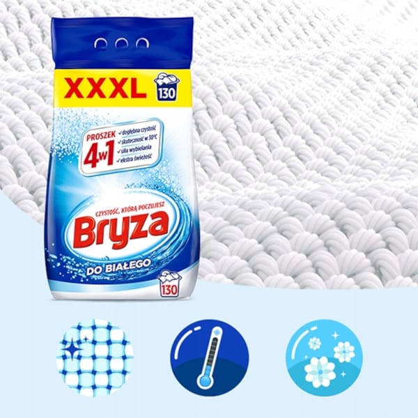 Produkt BRYZA Proszek do prania BRYZA 4w1 Białe + Kolor XXXL 130 prań 2x 8,45 kg Z00585