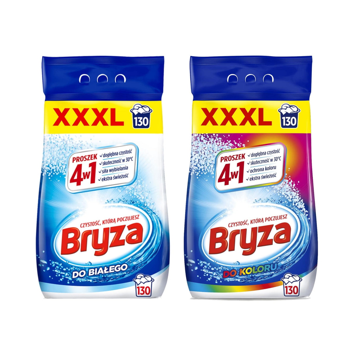 Produkt BRYZA Proszek do prania BRYZA 4w1 Białe + Kolor XXXL 130 prań 2x 8,45 kg Z00585
