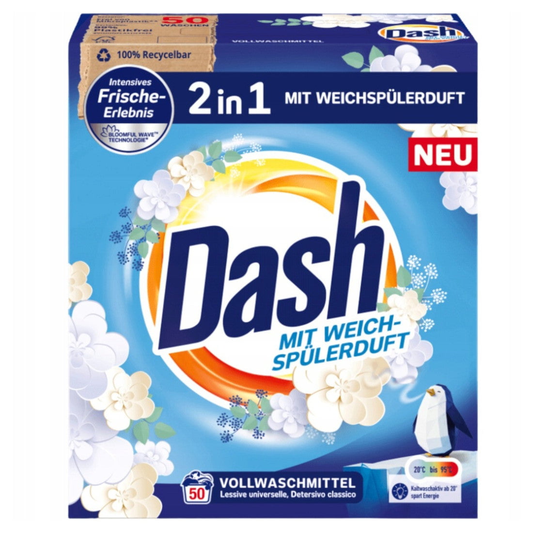 Produkt DASH Proszki do prania Proszek do prania DASH uniwersalny 2in1 50 prań 3kg 003587