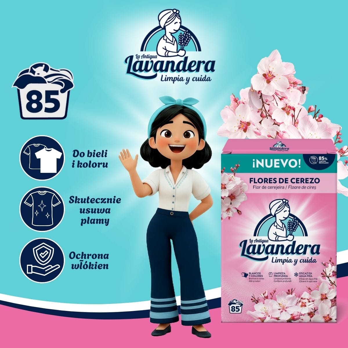 Produkt LAVANDERA Proszki do prania Proszek do prania uniwersalny LAVANDERA Flores de Cerezo Kwiat Wiśni 4,675kg 052710