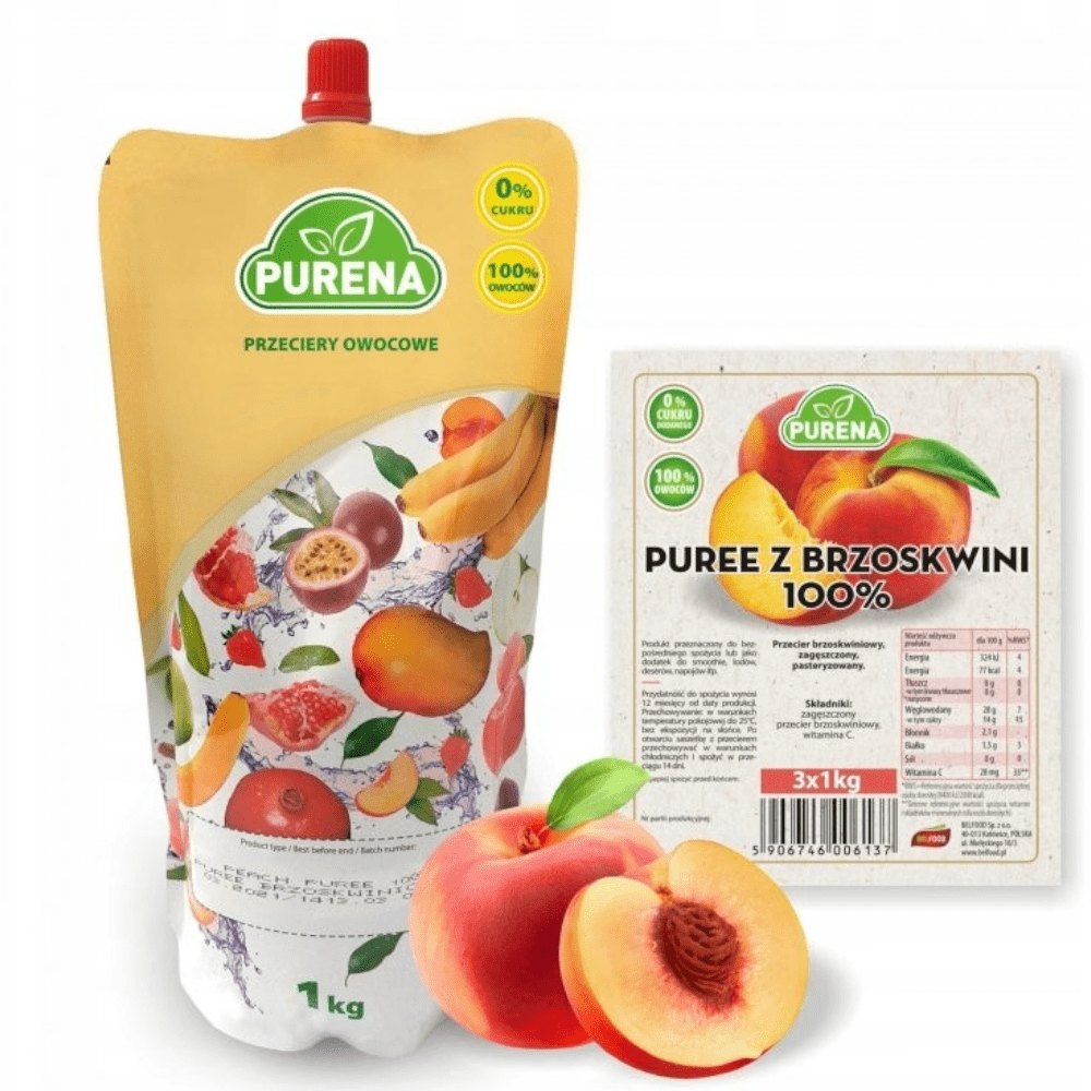 Produkt PURENA Przecier Przecier brzoskwiniowy 100% PURENA Mus owocowy 1 kg 003320