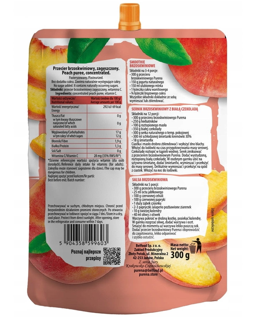 Produkt PURENA Przecier Przecier brzoskwiniowy 100% PURENA Mus owocowy 300g 004280