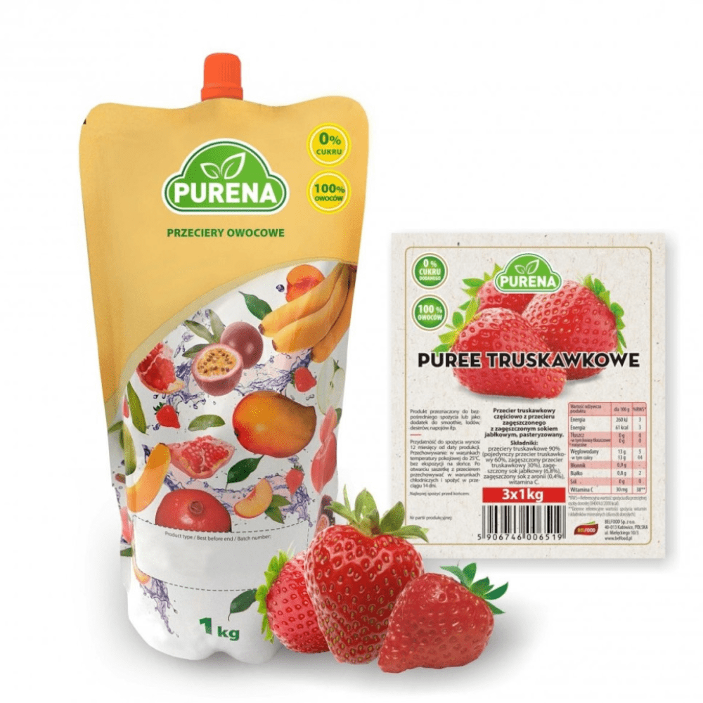 Produkt PURENA Przecier Przecier truskawkowy 100% PURENA Mus owocowy 1 kg 003321