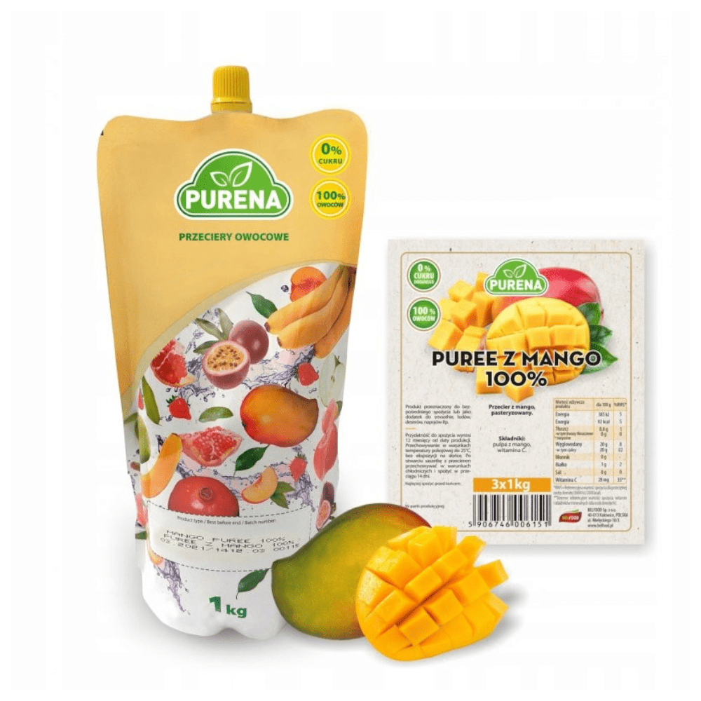 Produkt PURENA Przecier Przecier z mango 100% PURENA Mus owocowy 1kg 003317