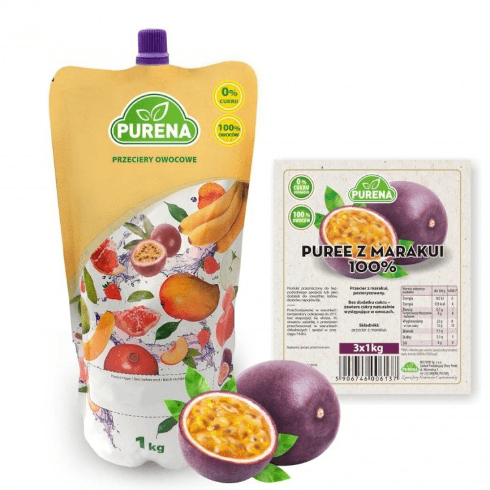 Produkt PURENA Przecier z marakuji 100% PURENA Mus owocowy marakuja 1 kg 003322