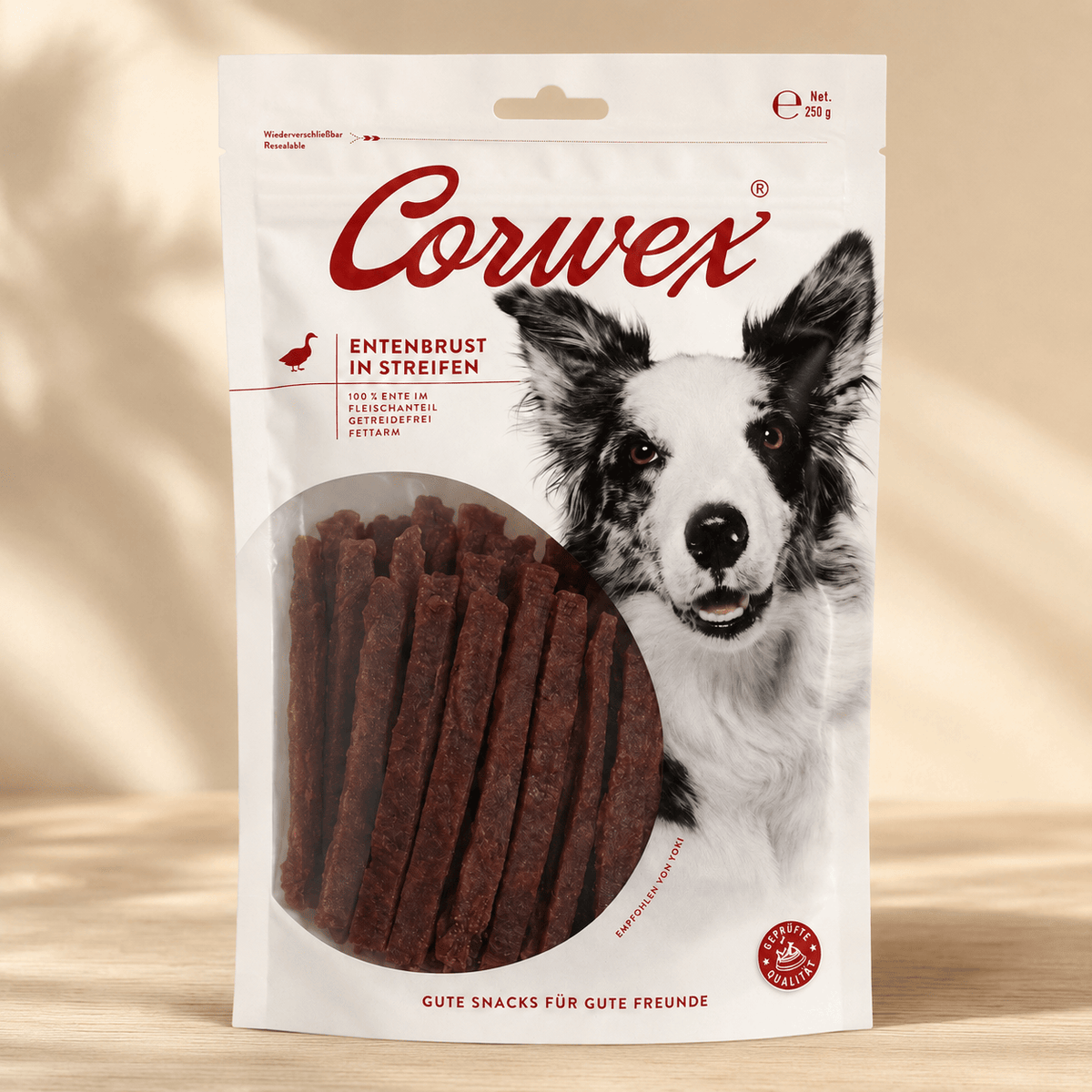 Produkt CORWEX Przysmaki dla psa CORWEX Premium Paski z Piersi Kaczki Przysmak dla Psa 250g 006452