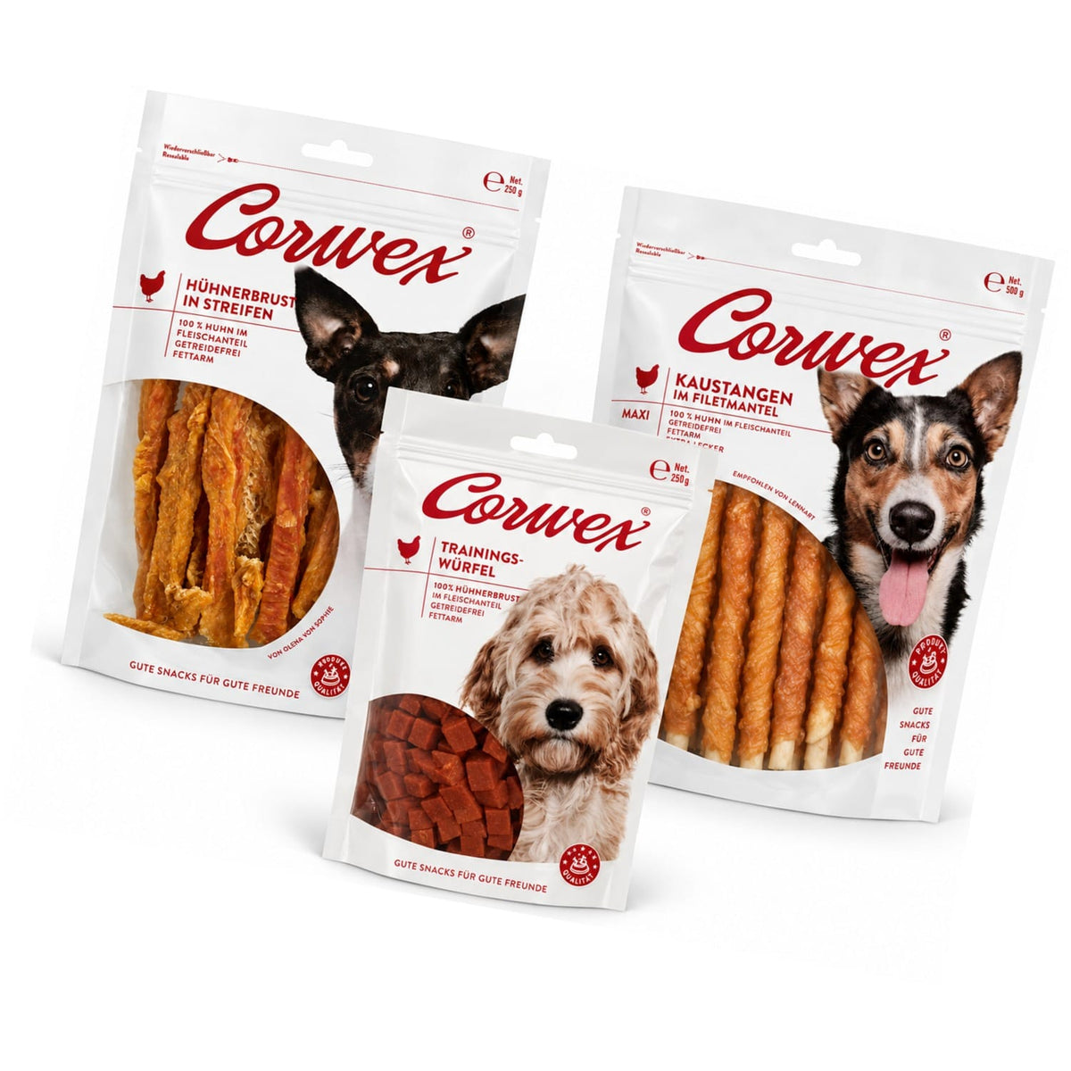 Produkt CORWEX Przysmaki dla psa Zestaw przysmaków dla psa CORWEX kurczak paski kostki treningowe i kość 1kg Z10078