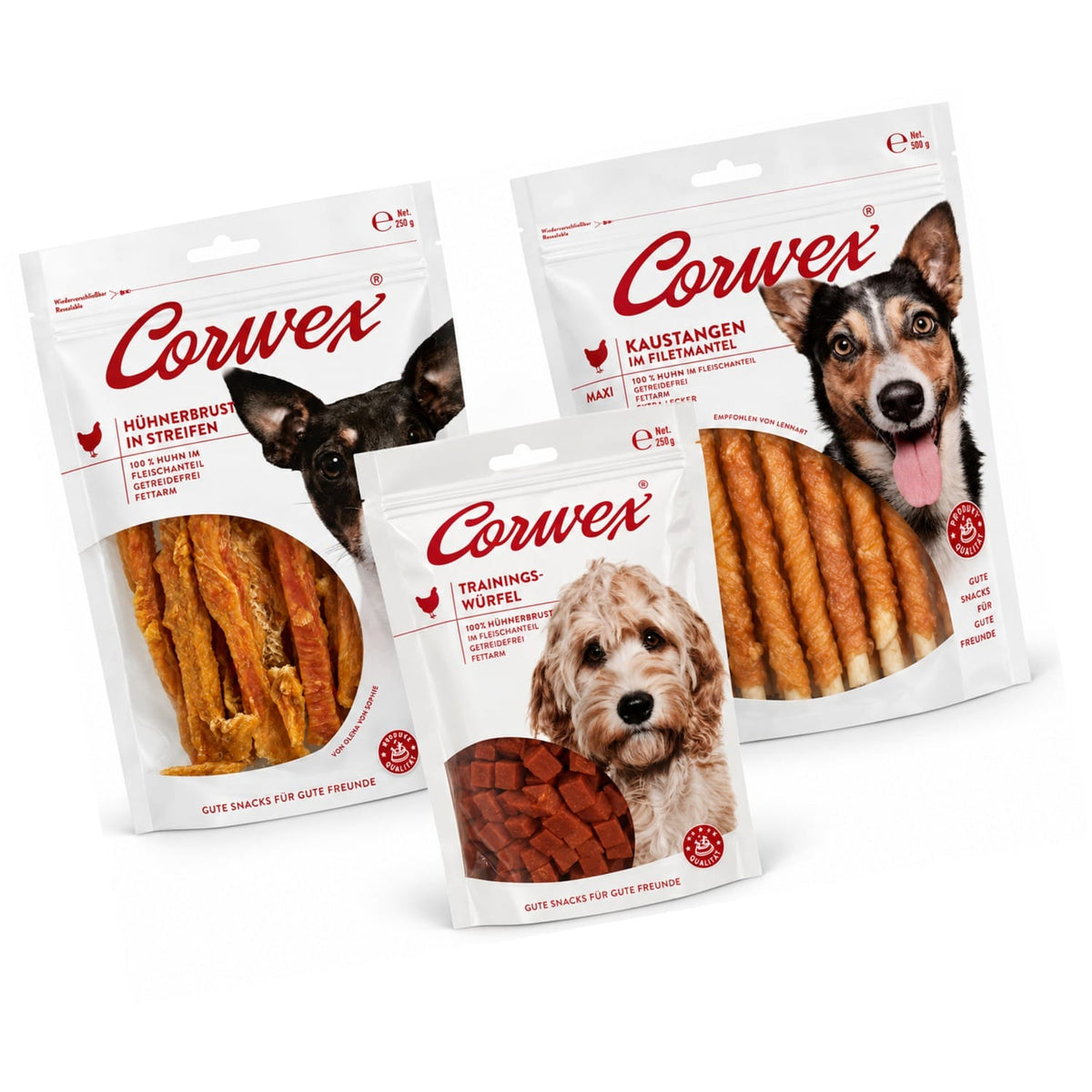 Produkt CORWEX Przysmaki dla psa Zestaw przysmaków dla psa CORWEX kurczak paski kostki treningowe i kość 1kg Z10078