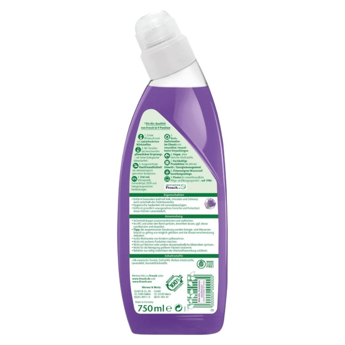 Produkt FROSCH Środki do toalet Środek do usuwania kamienia i zacieków FROSCH Lavendel 750ml 036459