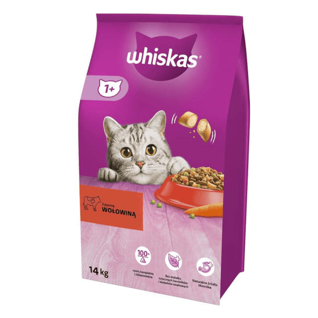 Produkt WHISKAS Sucha Karma dla kotów WHISKAS z wołowiną 14kg 036428