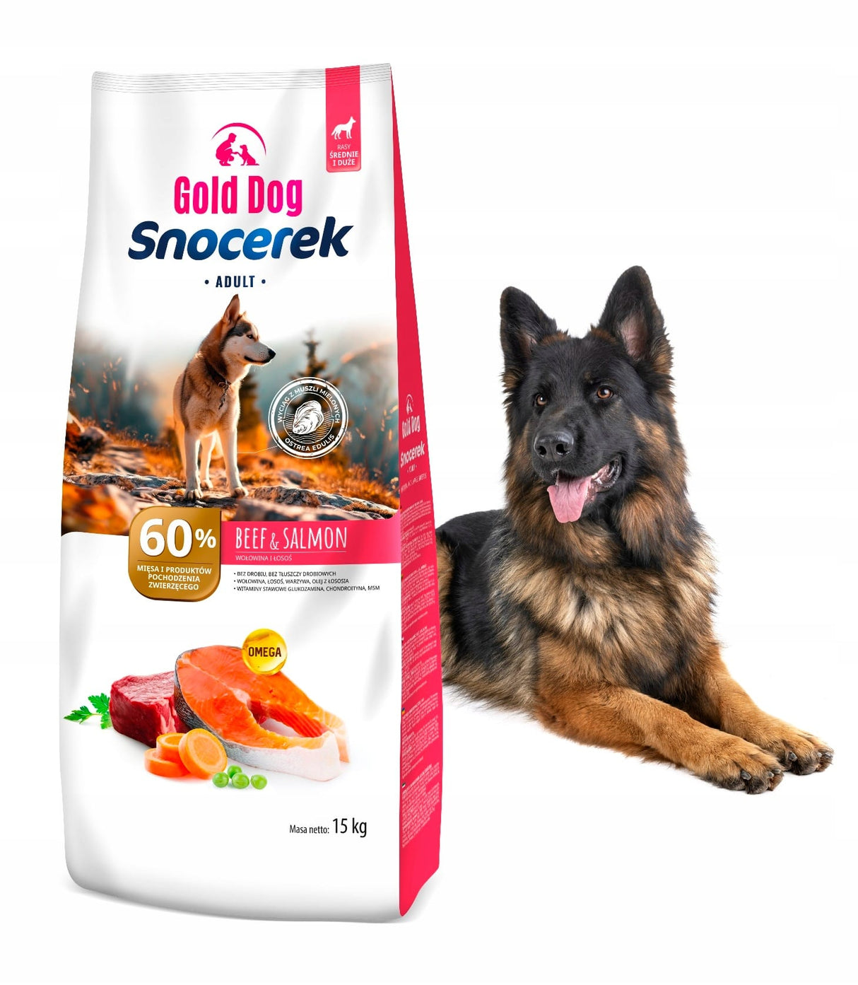 Produkt WHISKAS Sucha karma dla psa GOLD DOG Snocerek Beef & Salmon Karma dla psa 15 kg 005642
