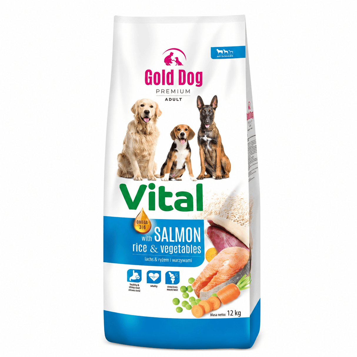 Produkt GOLD DOG Sucha karma dla psa Karma dla psa GOLD DOG Vital Salmon Rice & Vegetables 12kg 005653