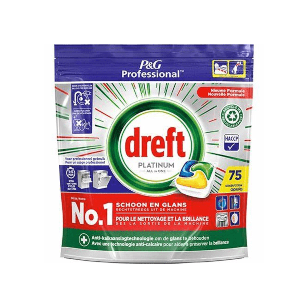 Produkt DREFT Tabletki i kapsułki do zmywarki Kapsułki do zmywarki DREFT All in One Lemon Platinum 75szt 052746