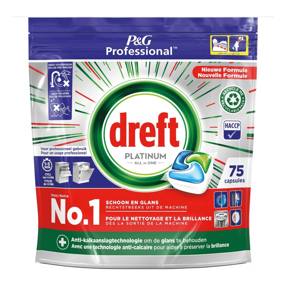 Produkt DREFT Tabletki i kapsułki do zmywarki Kapsułki do zmywarki DREFT All in One Regular Platinum 75szt 052747