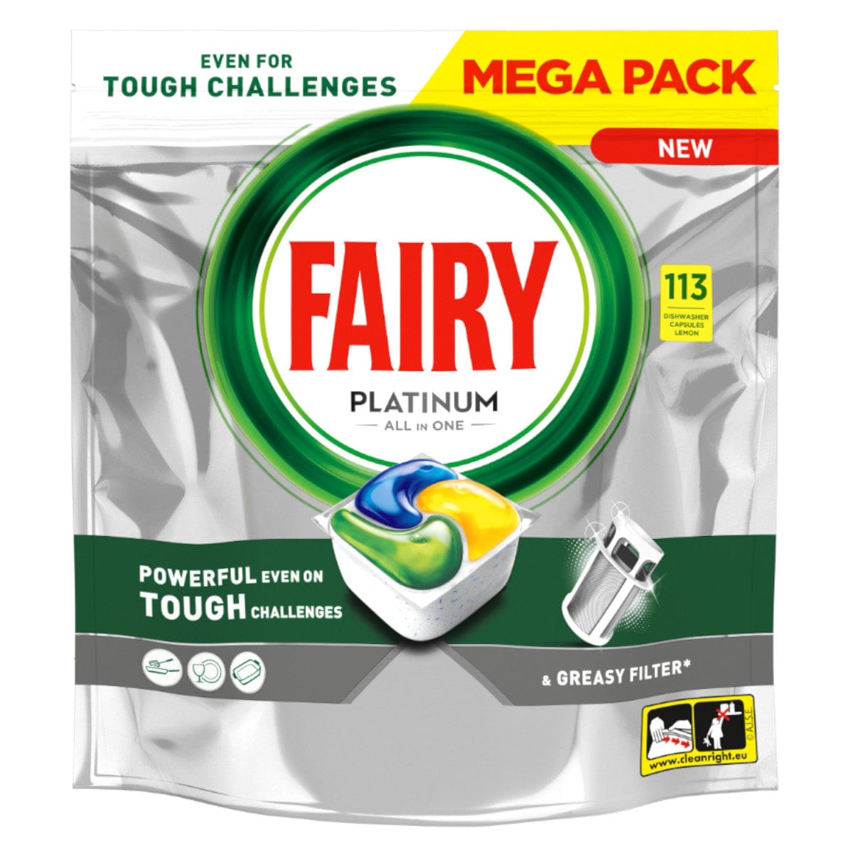 Produkt FAIRY Tabletki i kapsułki do zmywarki Kapsułki do zmywarki FAIRY Platinum All in One Lemon 113 szt 002857