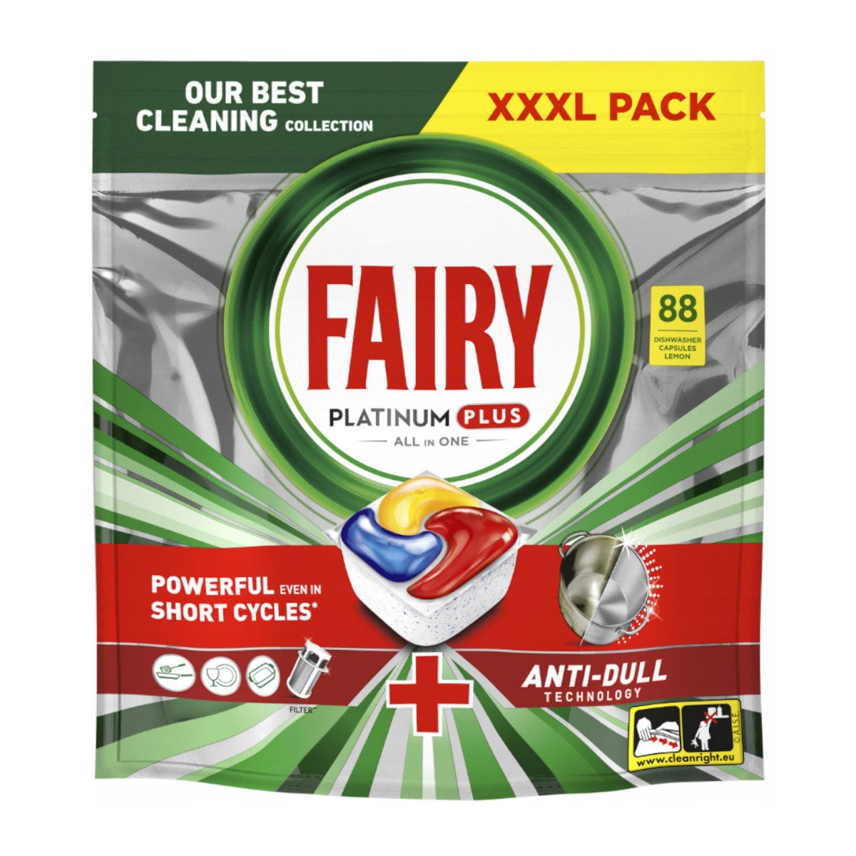 Produkt FAIRY Tabletki i kapsułki do zmywarki Kapsułki do zmywarki FAIRY Platinum Plus All in One Lemon 88 szt 002861