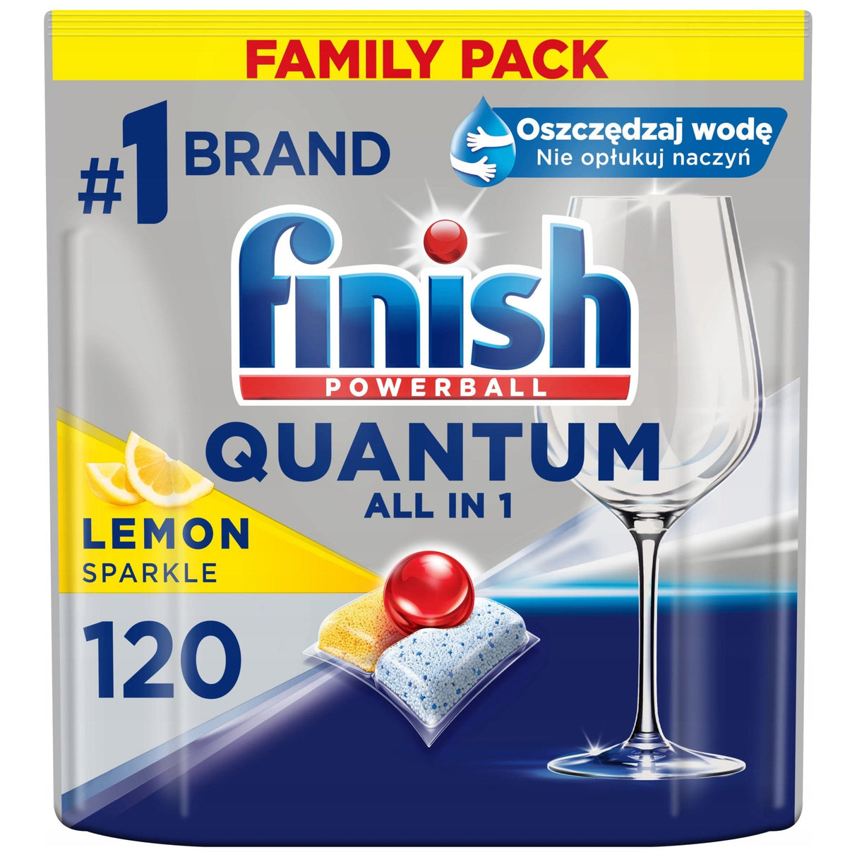 Produkt FINISH Tabletki i kapsułki do zmywarki Kapsułki do zmywarki FINISH Quantum Lemon 120szt 002643
