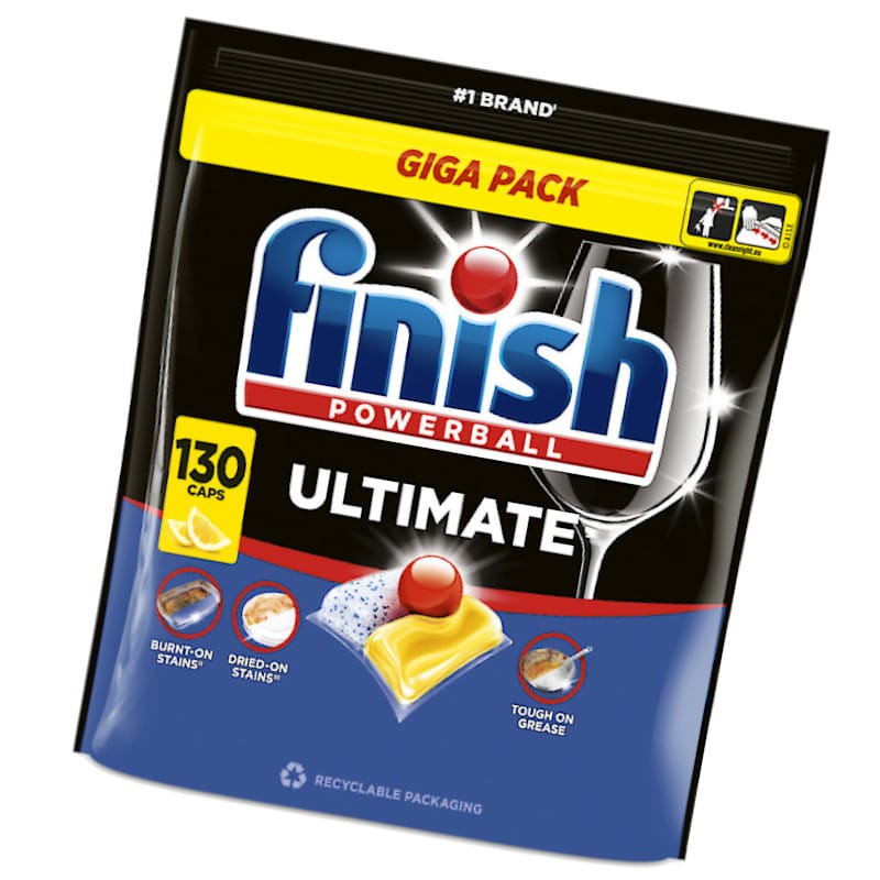 Produkt FINISH Tabletki i kapsułki do zmywarki Kapsułki do zmywarki FINISH Ultimate Lemon 130szt 005395