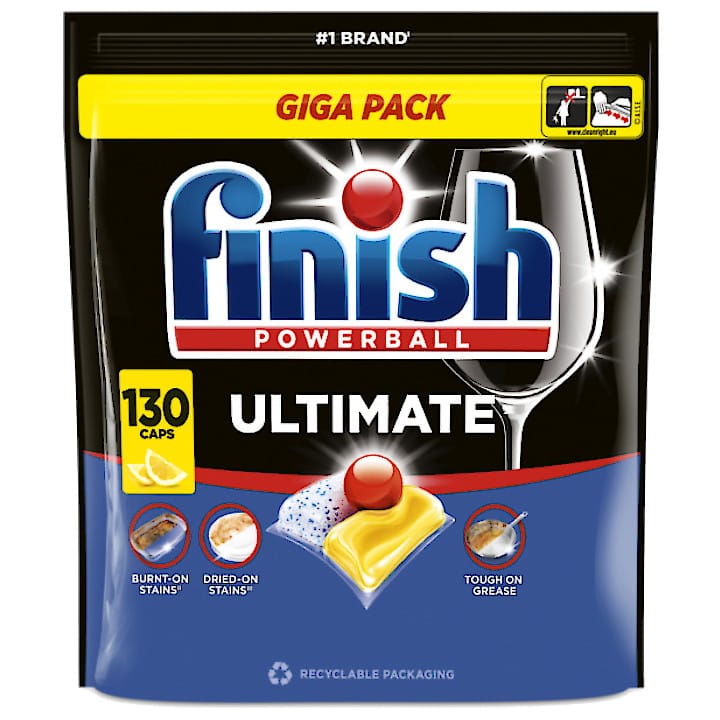 Produkt FINISH Tabletki i kapsułki do zmywarki Kapsułki do zmywarki FINISH Ultimate Lemon 130szt 005395