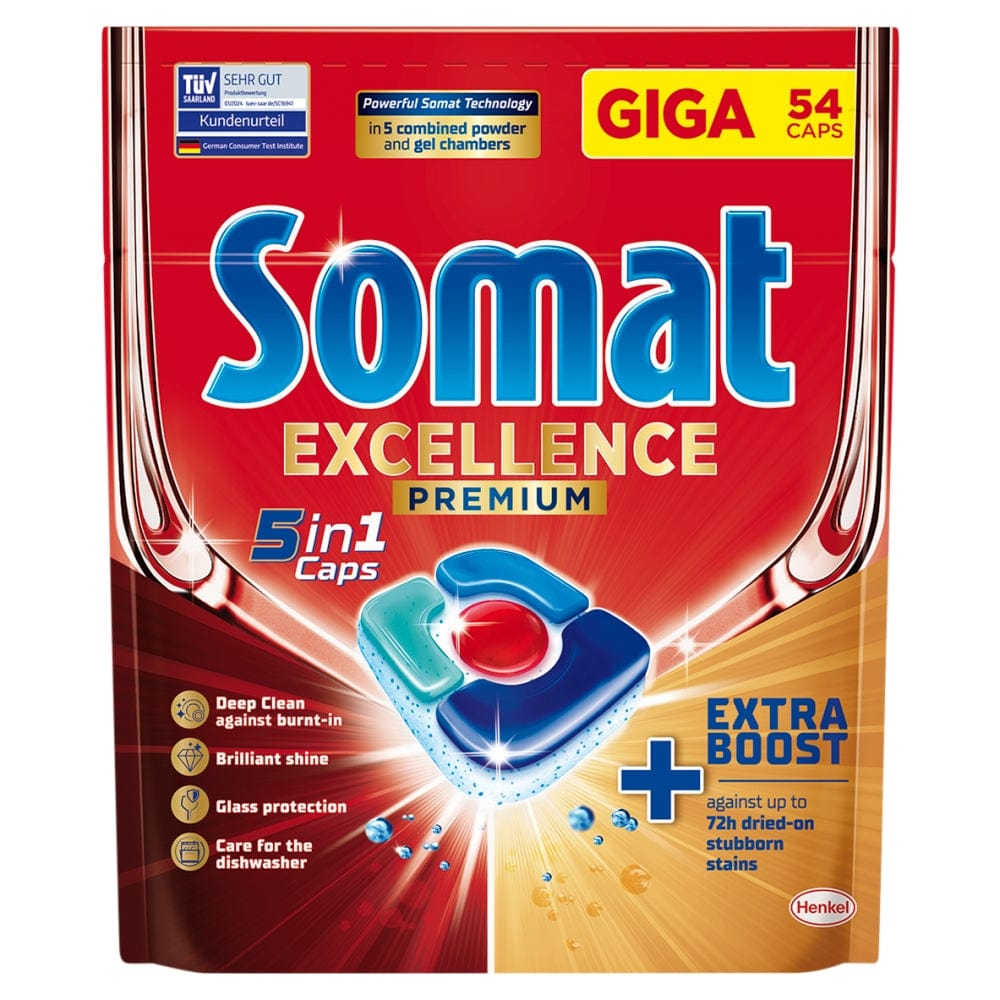 Produkt SOMAT Tabletki i kapsułki do zmywarki Kapsułki do zmywarki SOMAT Excellence Premium 5 in 1 54szt 052414