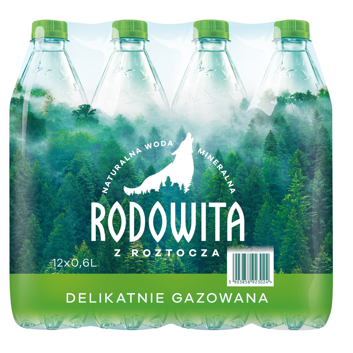 Produkt RODOWITA Woda Woda mineralna RODOWITA z Roztocza delikatnie gazowana Paleta 1296x 0,6 l K_038963_1296