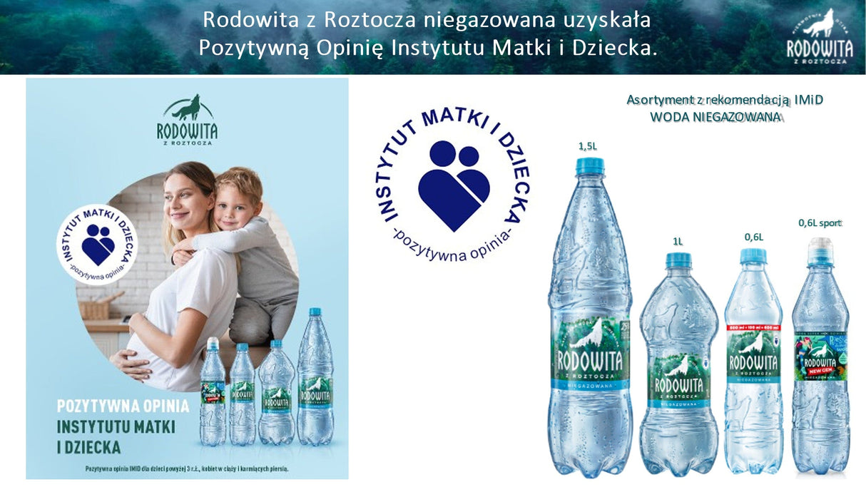 Produkt RODOWITA Woda Woda mineralna RODOWITA z Roztocza niegazowana Sport Paleta 1296x 0,6 l K_039778_1296