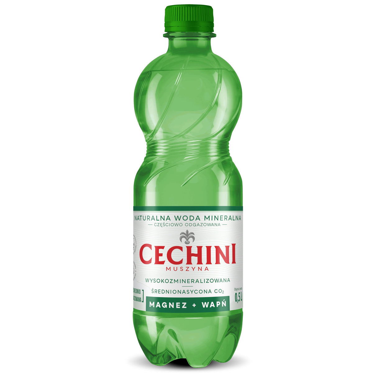 Produkt CECHINI MUSZYNA Woda wysokomineralizowana 12x Woda średnionasycona CECHINI MUSZYNA wysokozmineralizowana 0,5l K_004788_12