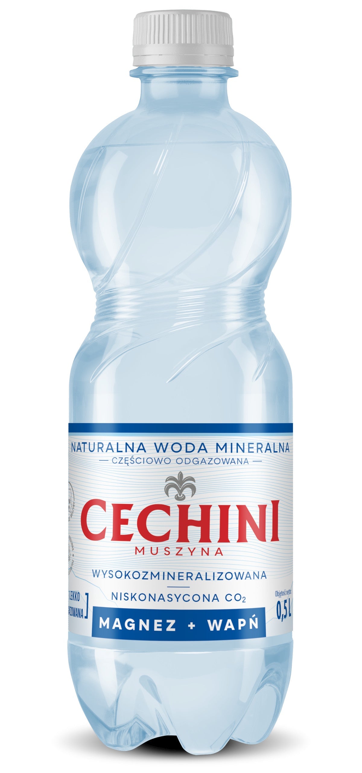 Produkt CECHINI MUSZYNA Woda wysokomineralizowana 18x Woda niskonasycona CECHINI MUSZYNA wysokozmineralizowana 0,5l K_004789_18
