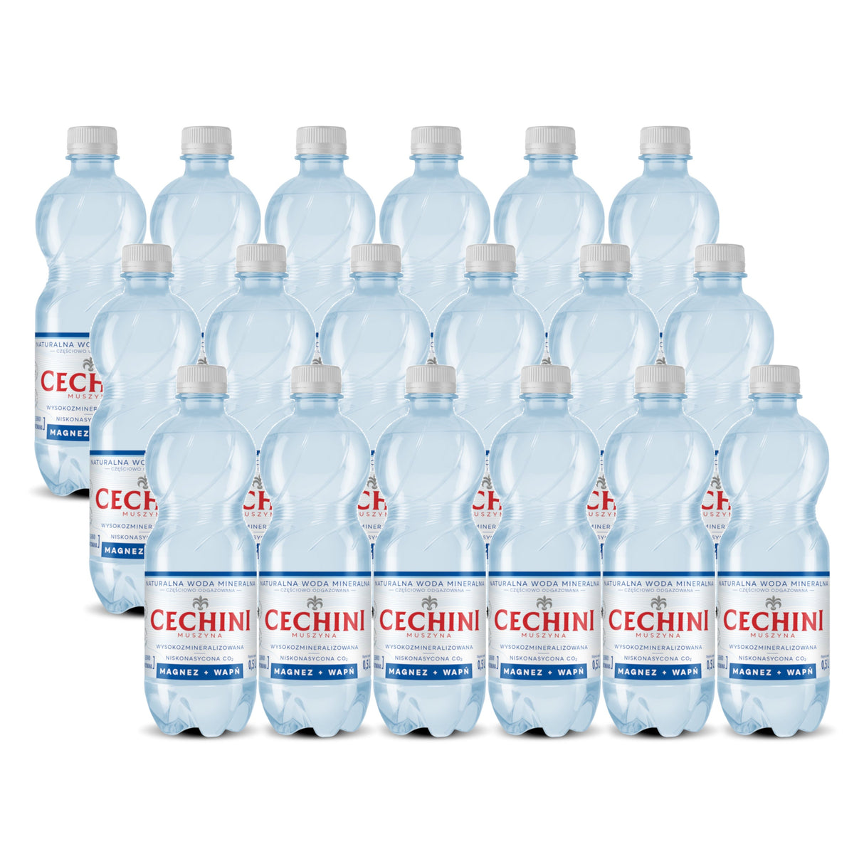 Produkt CECHINI MUSZYNA Woda wysokomineralizowana 18x Woda niskonasycona CECHINI MUSZYNA wysokozmineralizowana 0,5l K_004789_18