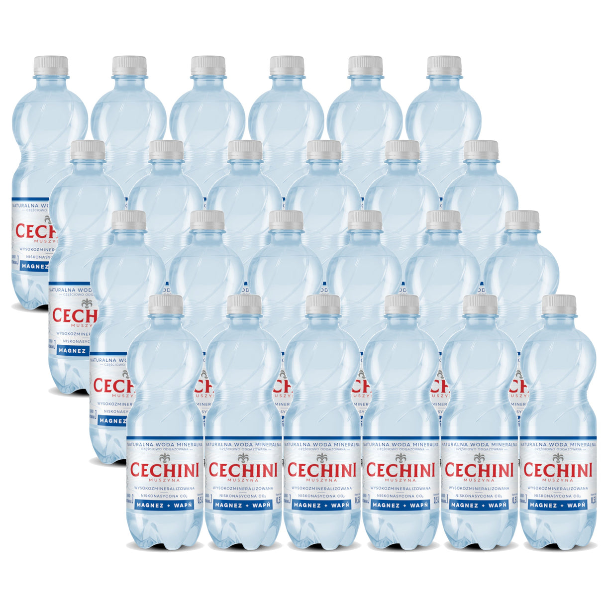 Produkt CECHINI MUSZYNA Woda wysokomineralizowana 24x Woda niskonasycona CECHINI MUSZYNA wysokozmineralizowana 0,5l K_004789_24