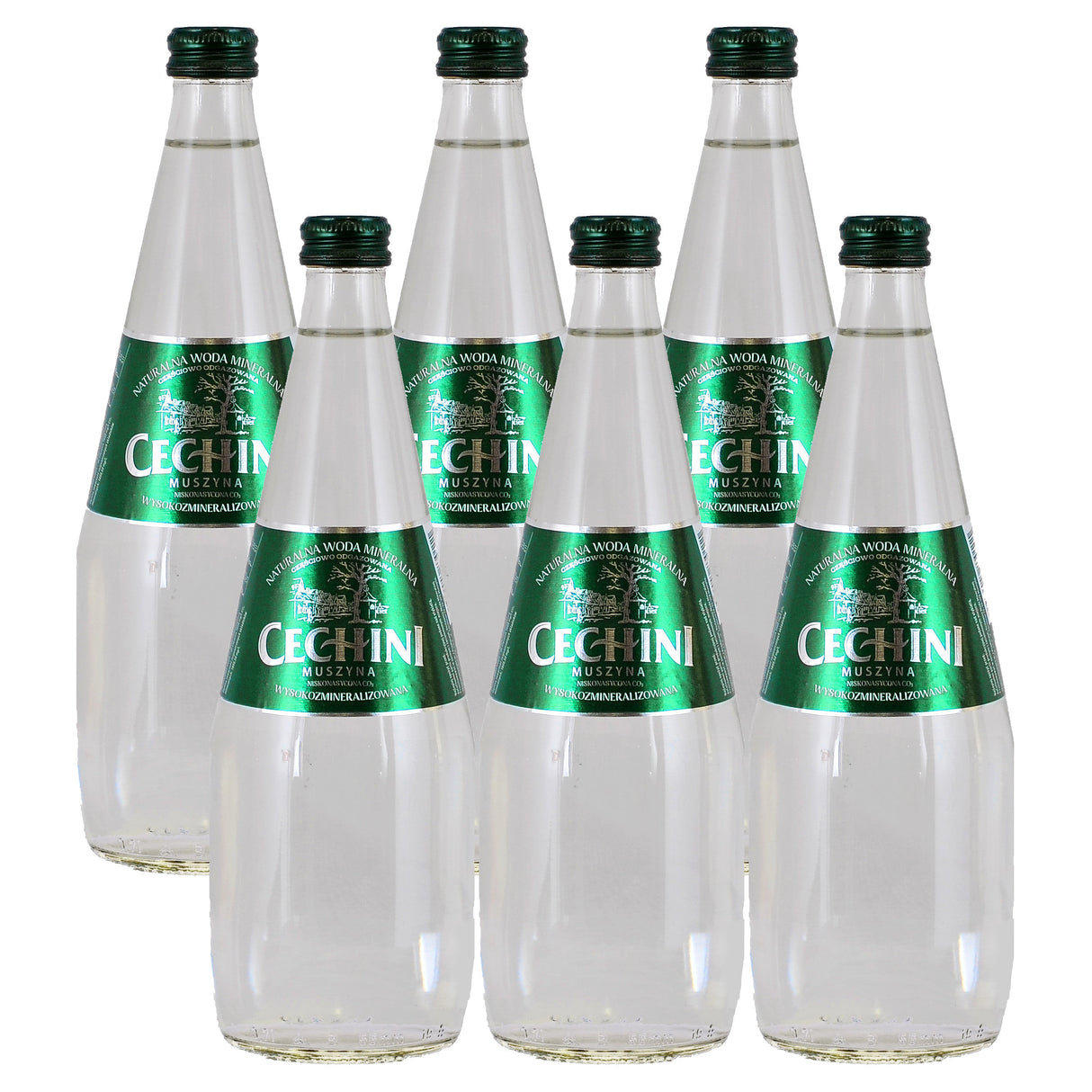 Produkt CECHINI MUSZYNA Woda wysokomineralizowana 6x Woda niskonasycona CECHINI MUSZYNA wysokozmineralizowana - szklana 0,33l K_004792_6