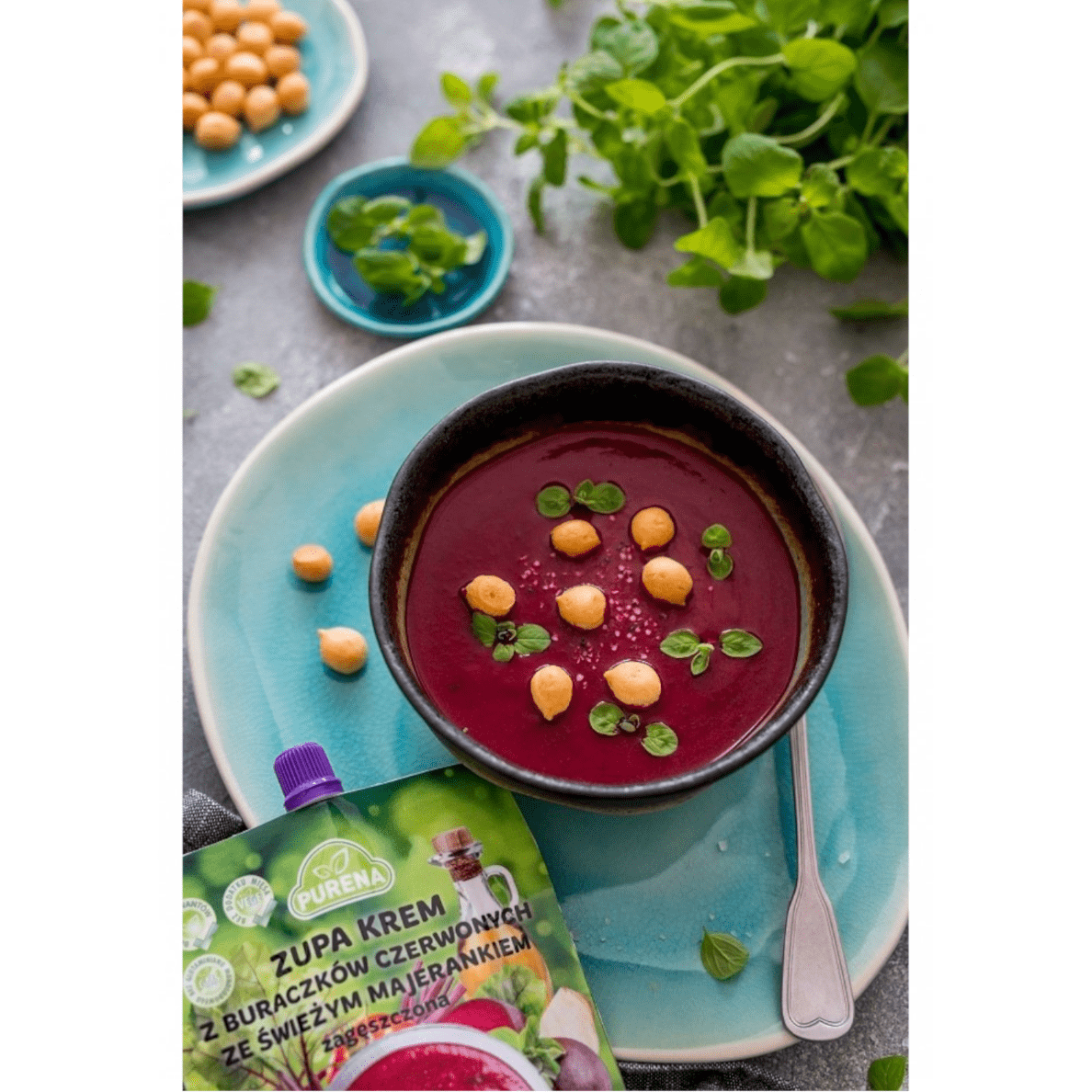 Produkt PURENA Zupki i dania gotowe Zagęszczona Zupa krem z buraczków PURENA ze świeżym majerankiem 350g 002885