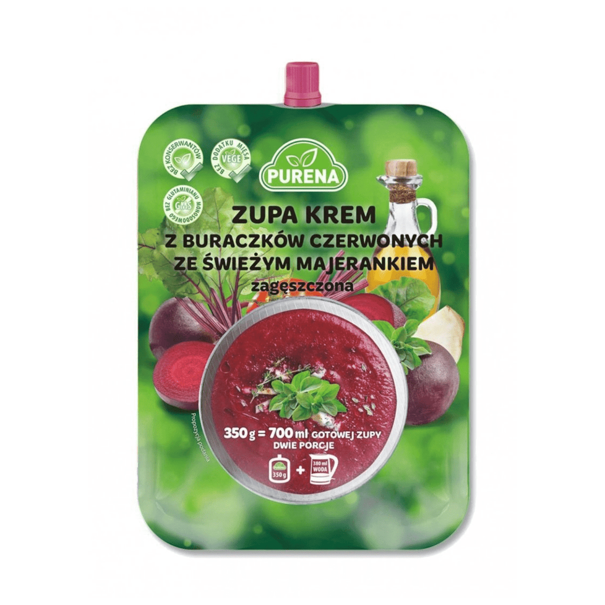 Produkt PURENA Zupki i dania gotowe Zagęszczona Zupa krem z buraczków PURENA ze świeżym majerankiem 350g 002885