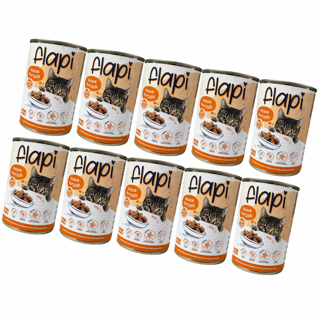 Produkt Flapi 10x Karma dla kota FLAPI Kawałki z kurczakiem w sosie 415g K_005441_10